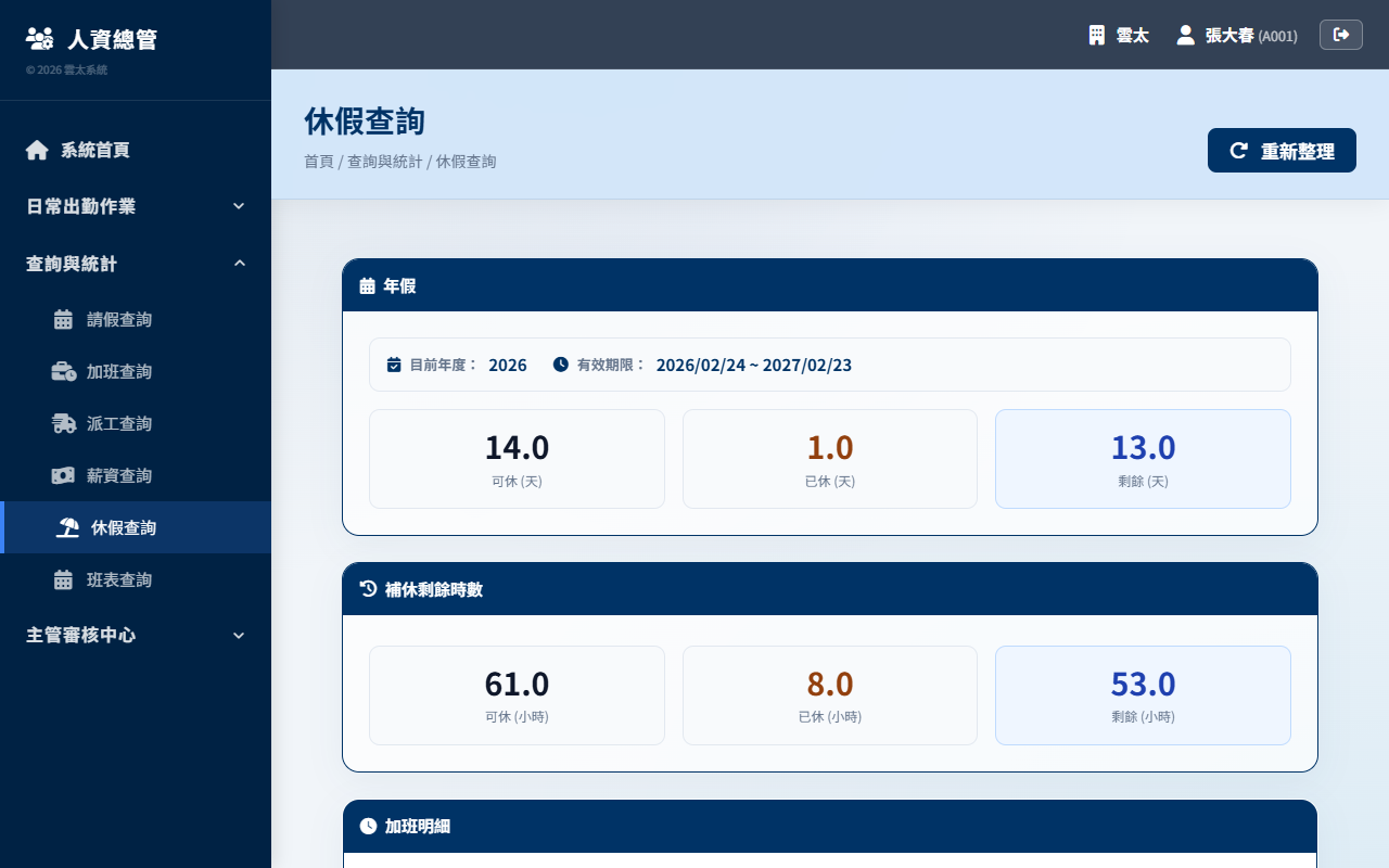 休假查詢