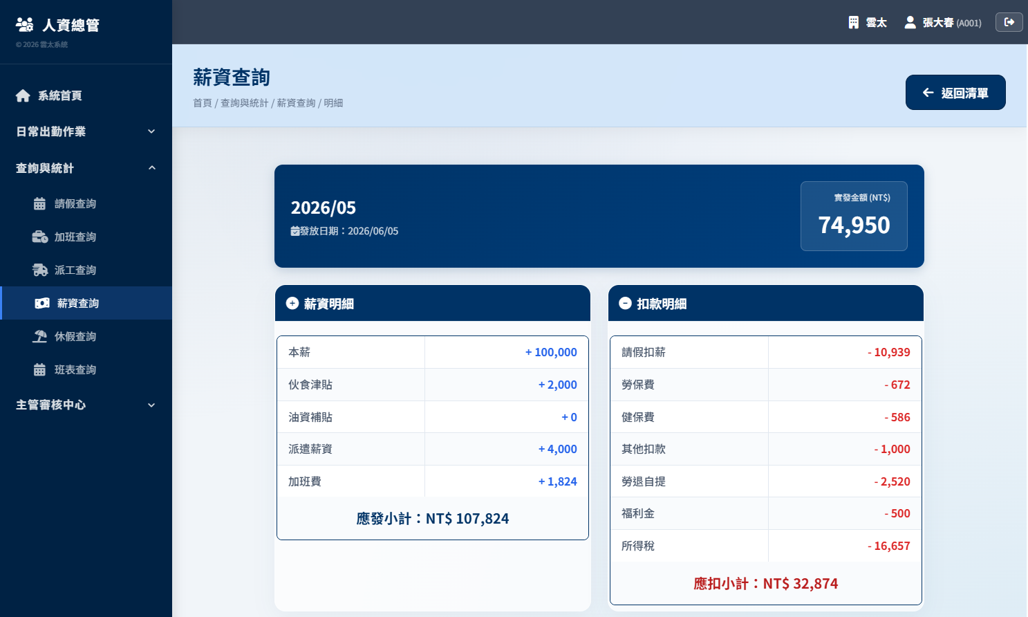 員工薪資查詢